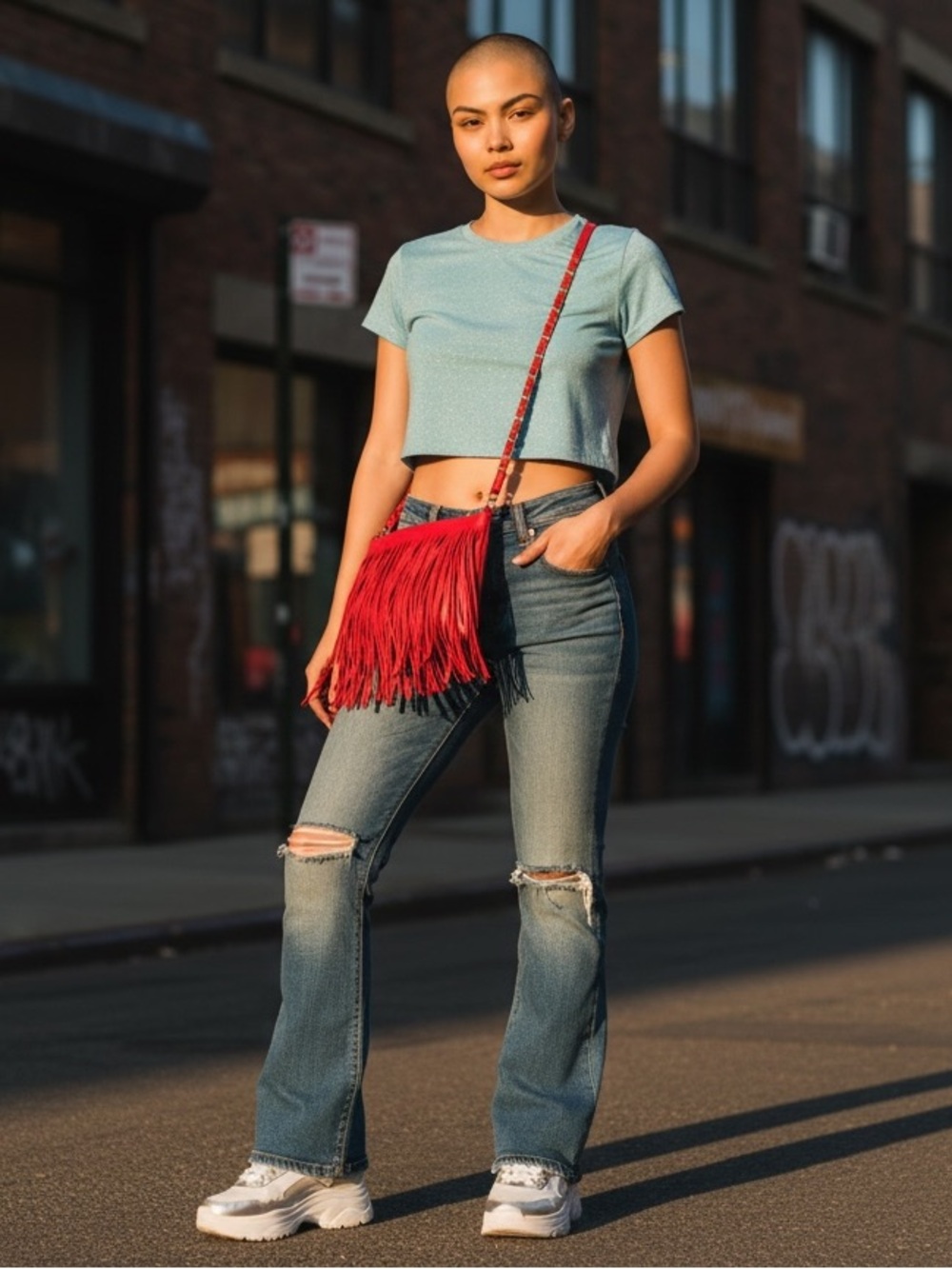 Red Fringe Crossbody Bag Boho Festival Style - Picture 7 of 7